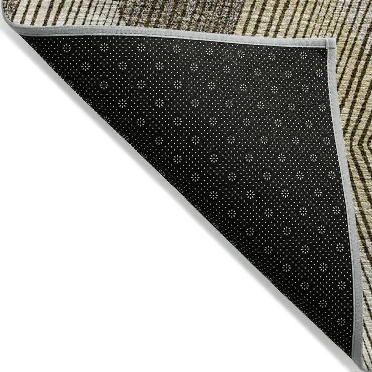 5' X 8' Brown Beige And Gold Argyle Washable Indoor Outdoor Area Rug
