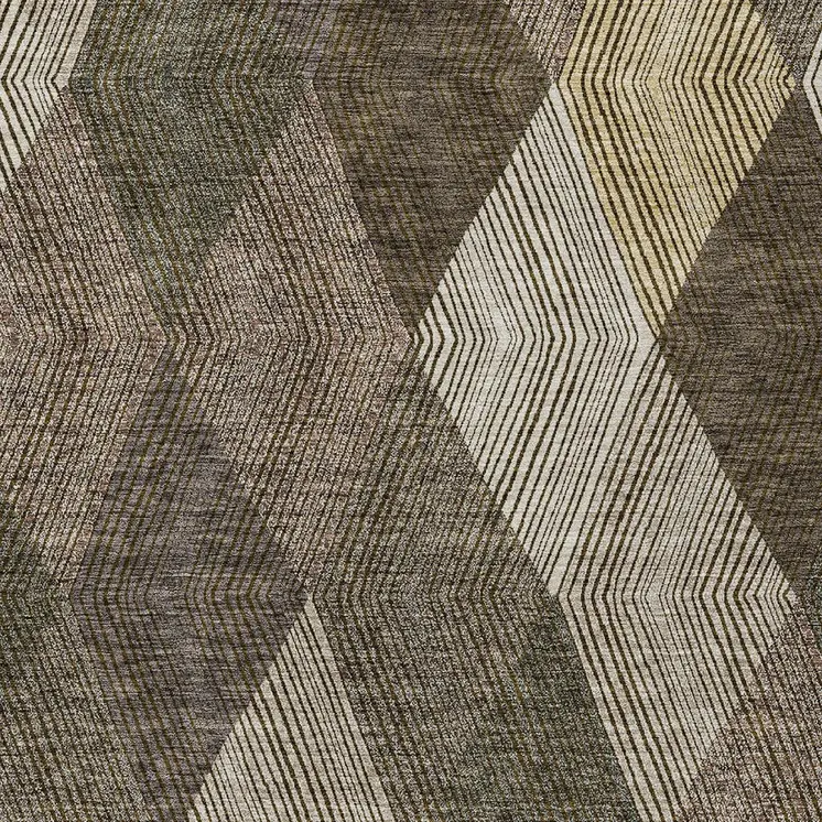 5' X 8' Brown Beige And Gold Argyle Washable Indoor Outdoor Area Rug