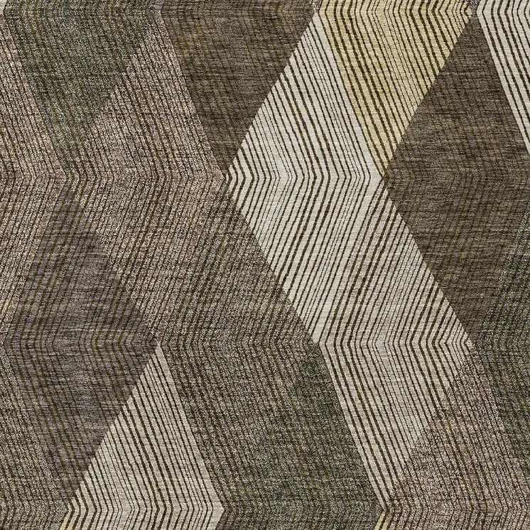 9' X 12' Brown Beige And Gold Argyle Washable Indoor Outdoor Area Rug