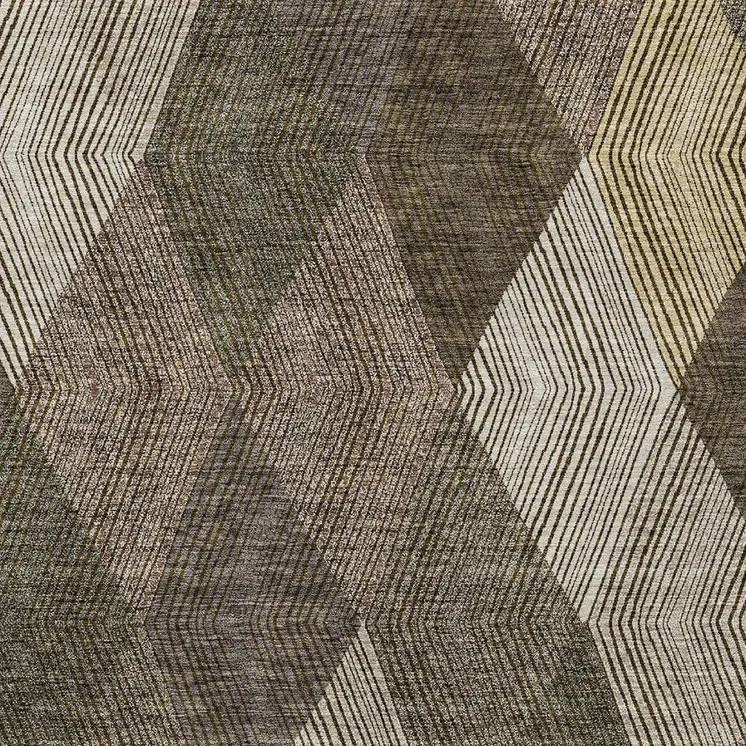 10' X 14' Brown Beige And Gold Argyle Washable Indoor Outdoor Area Rug