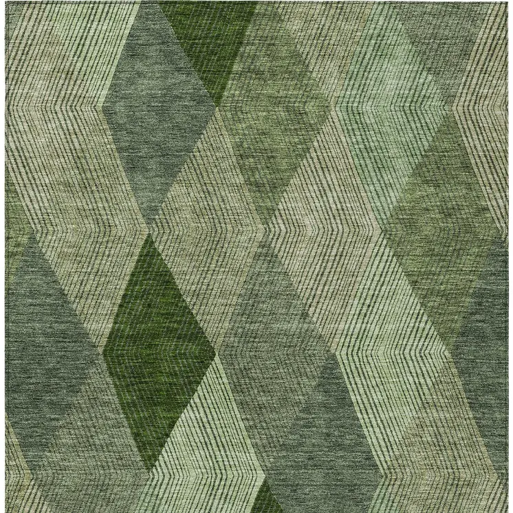 5' X 8' Green Mint Green And Sage Argyle Washable Indoor Outdoor Area Rug