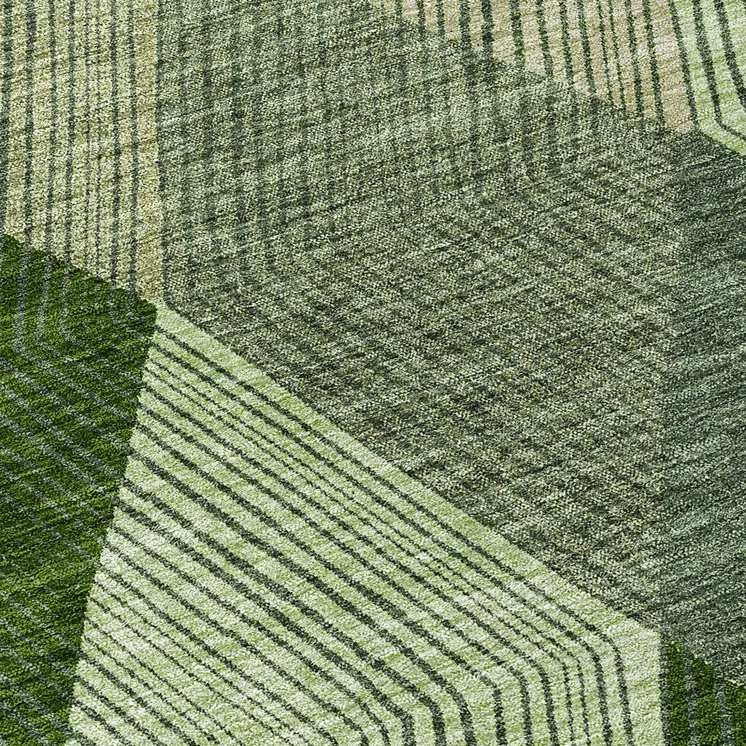 8' Green Mint Green And Sage Round Argyle Washable Indoor Outdoor Area Rug
