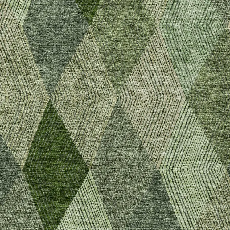 8' X 10' Green Mint Green And Sage Argyle Washable Indoor Outdoor Area Rug