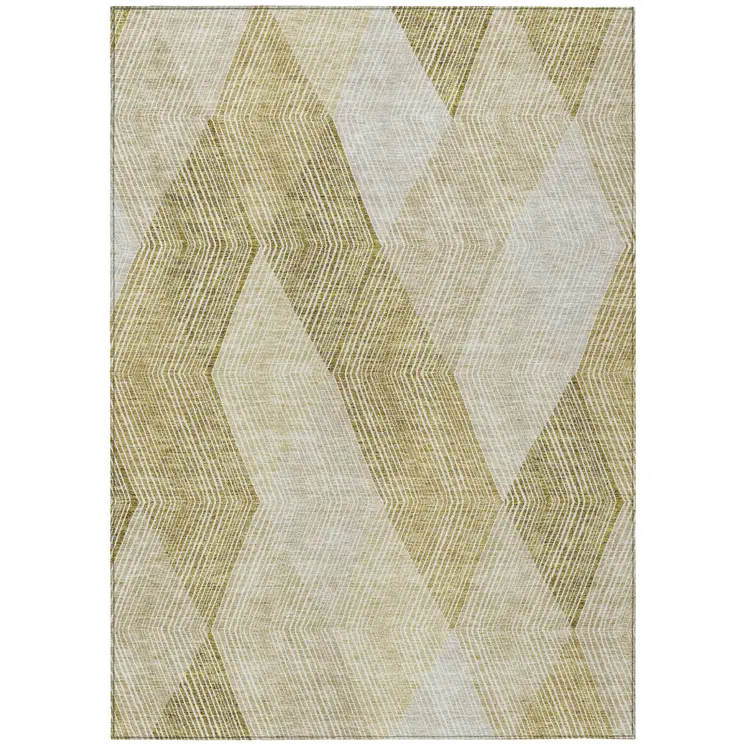 3' X 5' Ivory Wheat And Beige Argyle Washable Indoor Outdoor Area Rug