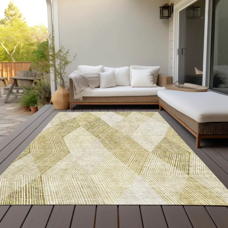9' X 12' Ivory Wheat And Beige Argyle Washable Indoor Outdoor Area Rug