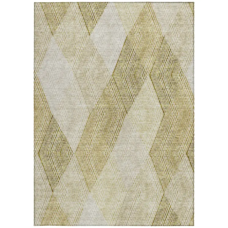 9' X 12' Ivory Wheat And Beige Argyle Washable Indoor Outdoor Area Rug
