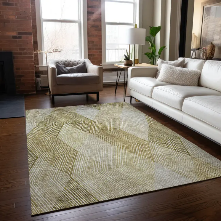 9' X 12' Ivory Wheat And Beige Argyle Washable Indoor Outdoor Area Rug