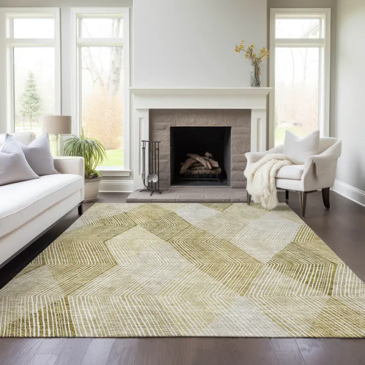 9' X 12' Ivory Wheat And Beige Argyle Washable Indoor Outdoor Area Rug