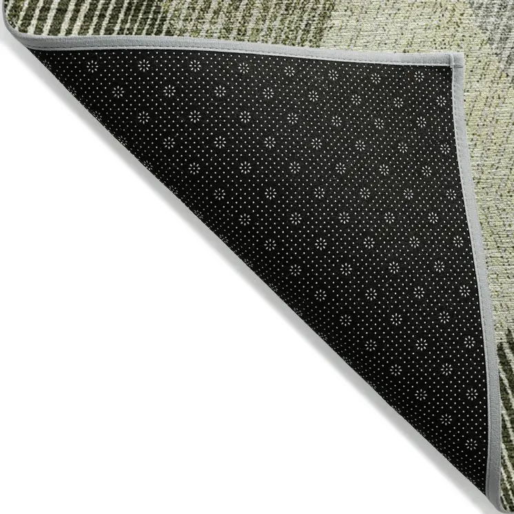 5' X 8' Olive Green Gray And Ivory Argyle Washable Indoor Outdoor Area Rug