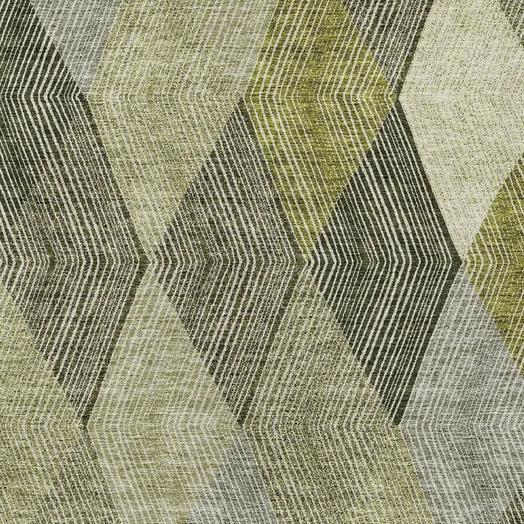9' X 12' Olive Green Gray And Ivory Argyle Washable Indoor Outdoor Area Rug