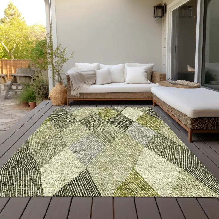10' X 14' Olive Green Gray And Ivory Argyle Washable Indoor Outdoor Area Rug