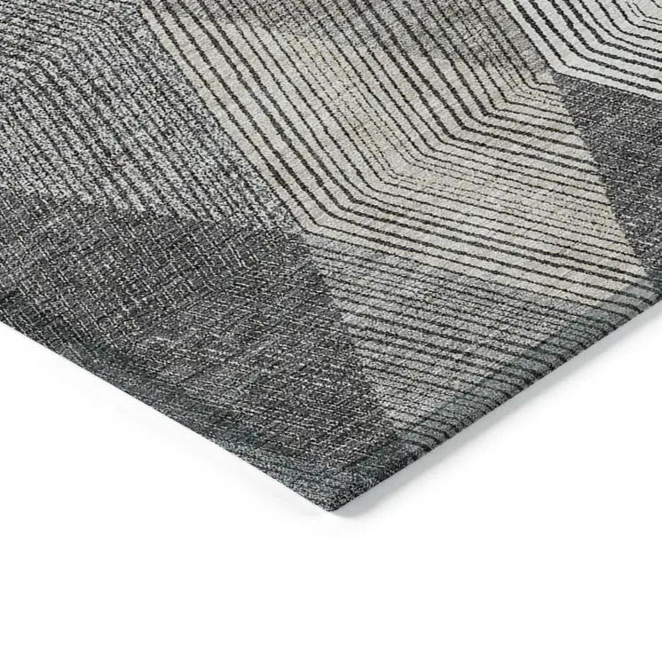 10' X 14' Pewter Gray And Gold Argyle Washable Indoor Outdoor Area Rug