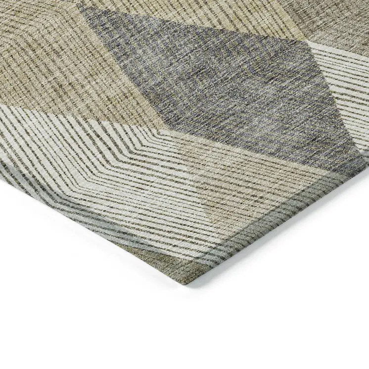 9' X 12' Wheat Taupe And Ivory Argyle Washable Indoor Outdoor Area Rug