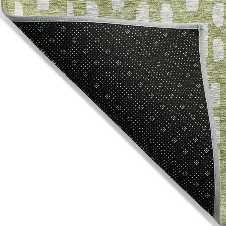 3' X 5' Sage And Ivory Geometric Washable Indoor Outdoor Area Rug