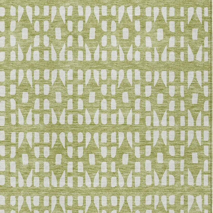 8' X 10' Sage And Ivory Geometric Washable Indoor Outdoor Area Rug