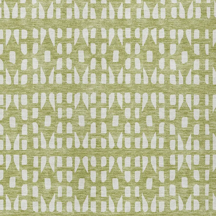 10' X 14' Sage And Ivory Geometric Washable Indoor Outdoor Area Rug