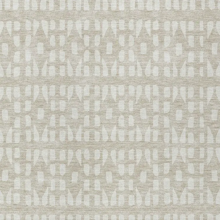 3' X 5' Beige And Ivory Geometric Washable Indoor Outdoor Area Rug