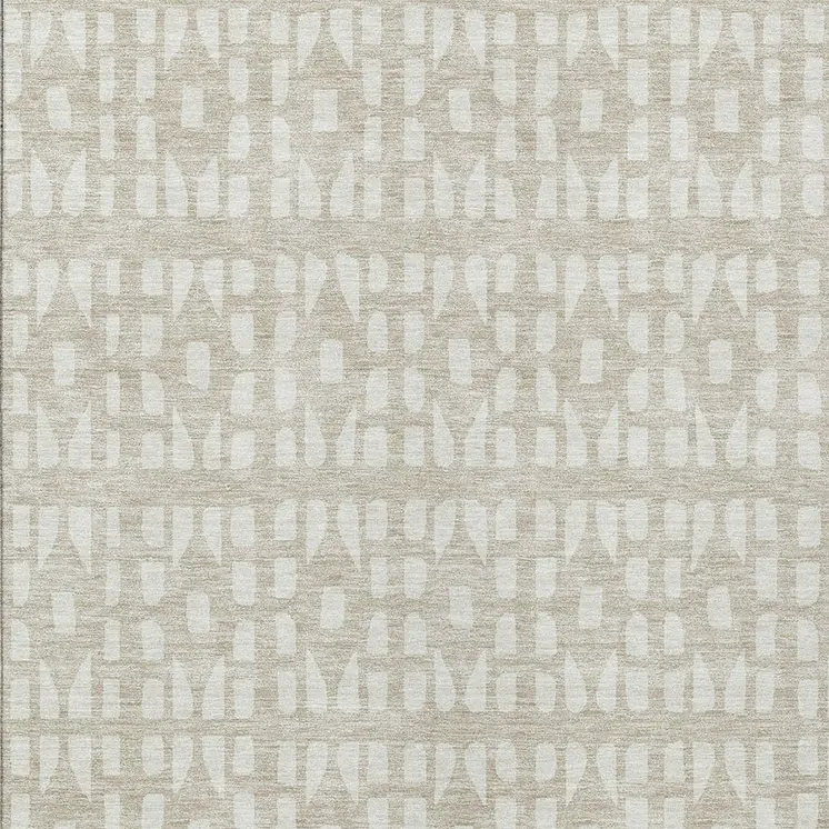 5' X 8' Beige And Ivory Geometric Washable Indoor Outdoor Area Rug