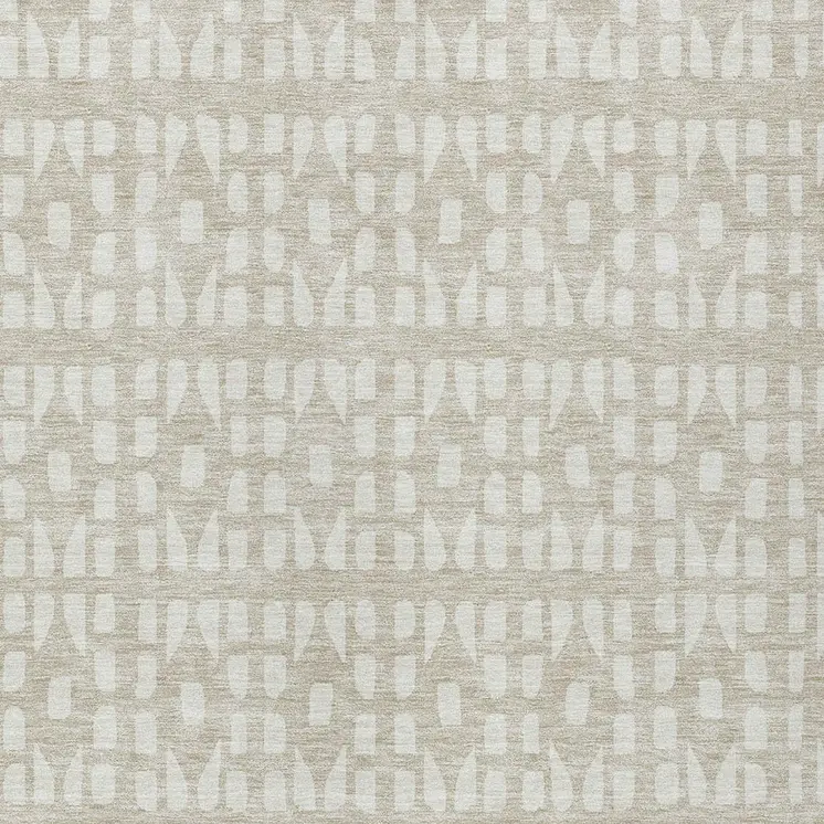 10' X 14' Beige And Ivory Geometric Washable Indoor Outdoor Area Rug