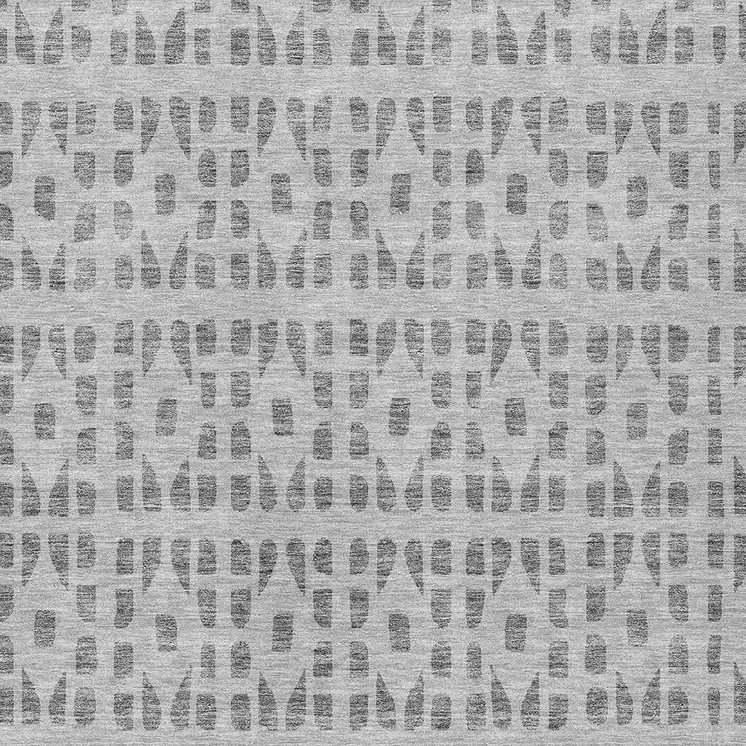 10' X 14' Gray And Ivory Geometric Washable Indoor Outdoor Area Rug