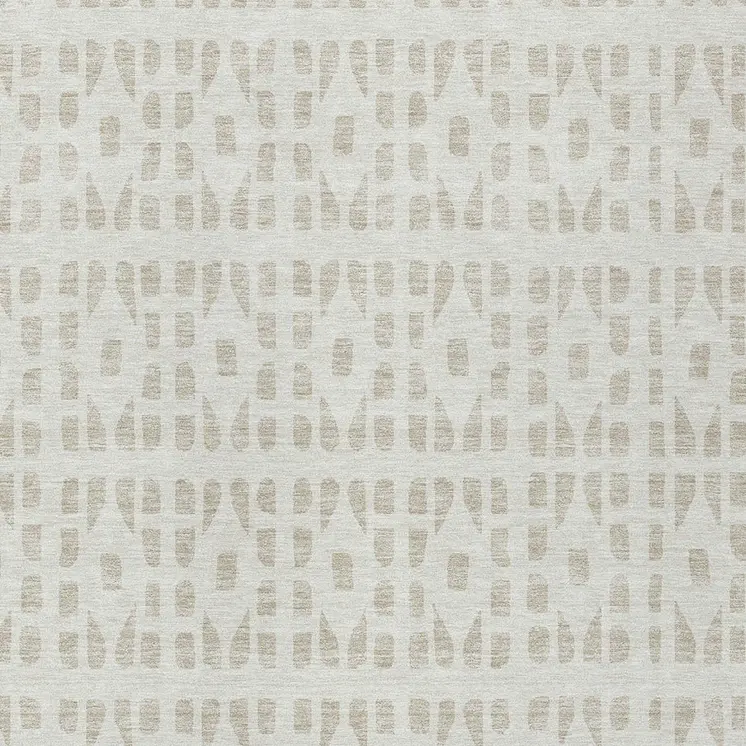 8' X 10' Ivory And Beige Geometric Washable Indoor Outdoor Area Rug
