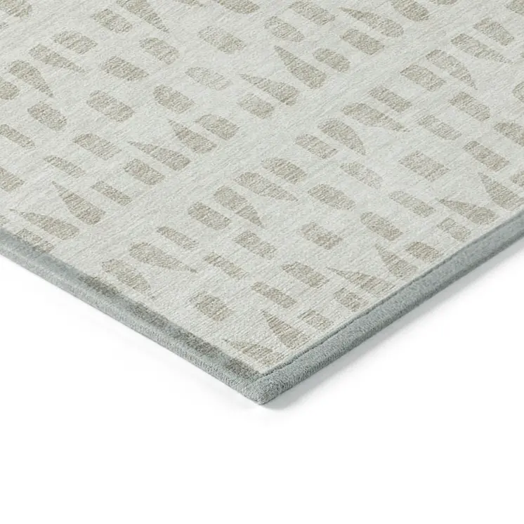 9' X 12' Ivory And Beige Geometric Washable Indoor Outdoor Area Rug