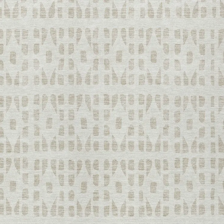 9' X 12' Ivory And Beige Geometric Washable Indoor Outdoor Area Rug