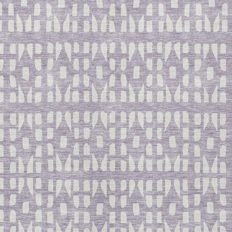 10' X 14' Lavender And Ivory Geometric Washable Indoor Outdoor Area Rug