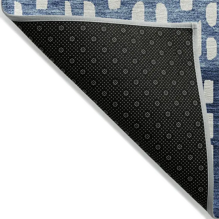 10' X 14' Blue Sky Blue And Ivory Geometric Washable Indoor Outdoor Area Rug
