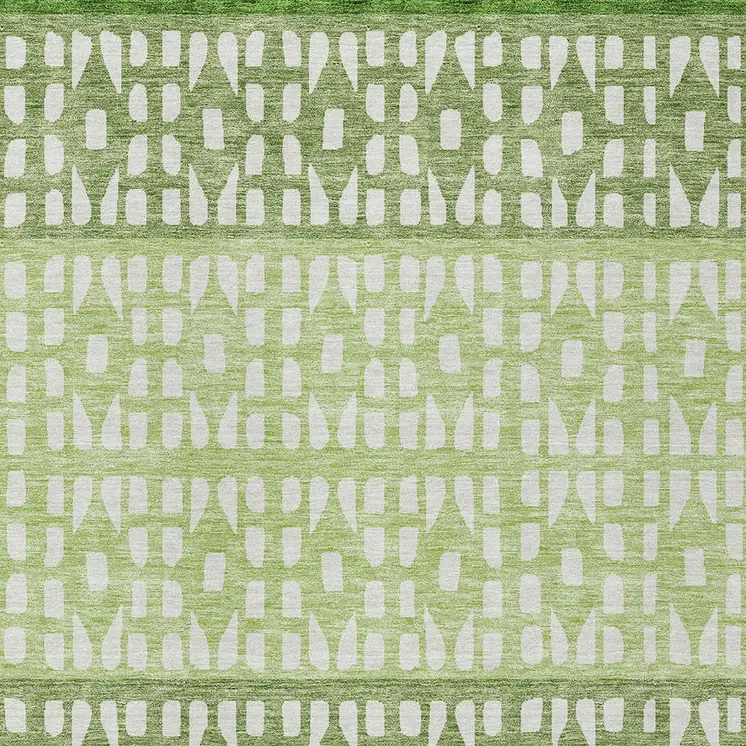 3' X 5' Green Sage And Ivory Geometric Washable Indoor Outdoor Area Rug
