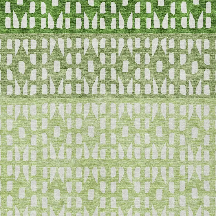 8' X 10' Green Sage And Ivory Geometric Washable Indoor Outdoor Area Rug