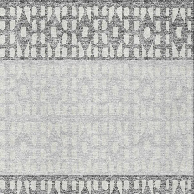5' X 8' Gray Silver And Charcoal Geometric Washable Indoor Outdoor Area Rug