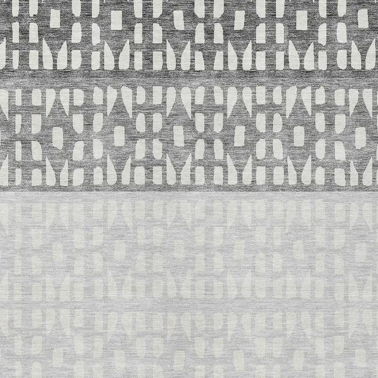 8' X 10' Gray Silver And Charcoal Geometric Washable Indoor Outdoor Area Rug