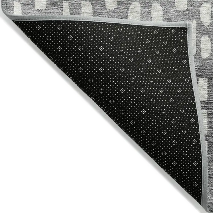 9' X 12' Gray Silver And Charcoal Geometric Washable Indoor Outdoor Area Rug