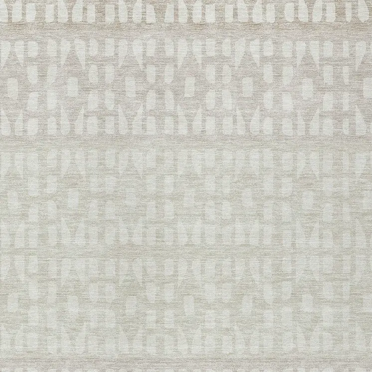 9' X 12' Ivory Beige And Tan Geometric Washable Indoor Outdoor Area Rug