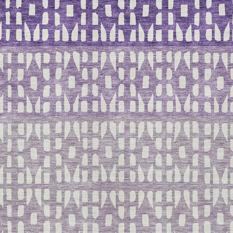 3' X 5' Purple Lavender And Ivory Geometric Washable Indoor Outdoor Area Rug