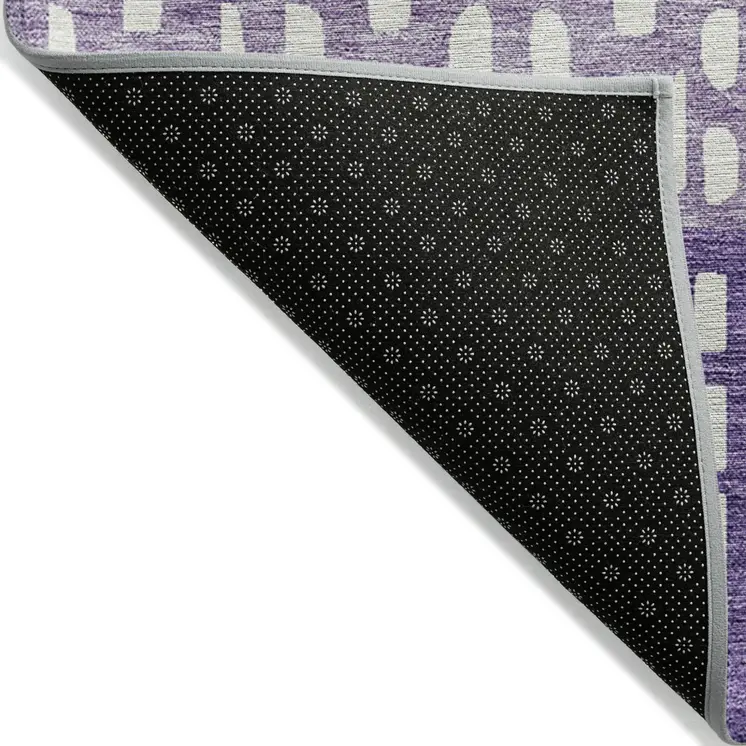 5' X 8' Purple Lavender And Ivory Geometric Washable Indoor Outdoor Area Rug