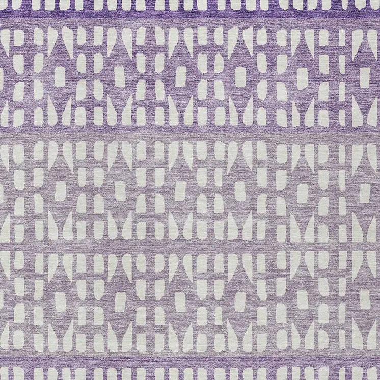 5' X 8' Purple Lavender And Ivory Geometric Washable Indoor Outdoor Area Rug