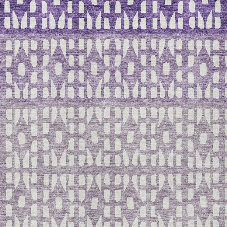 8' X 10' Purple Lavender And Ivory Geometric Washable Indoor Outdoor Area Rug