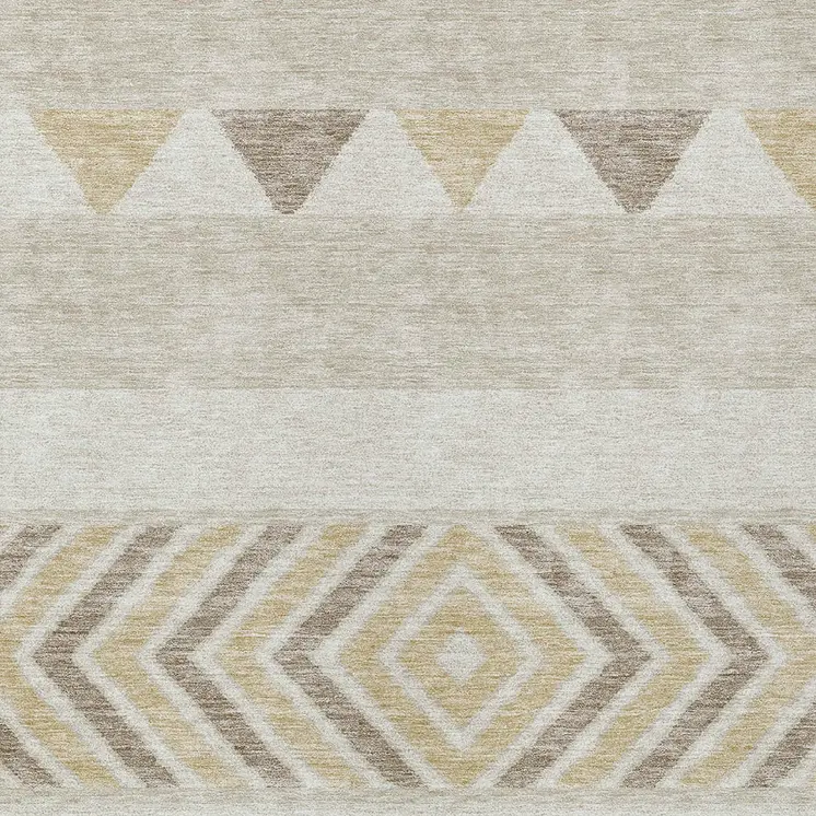 3' X 5' Beige Ivory And Taupe Southwestern Washable Indoor Outdoor Area Rug