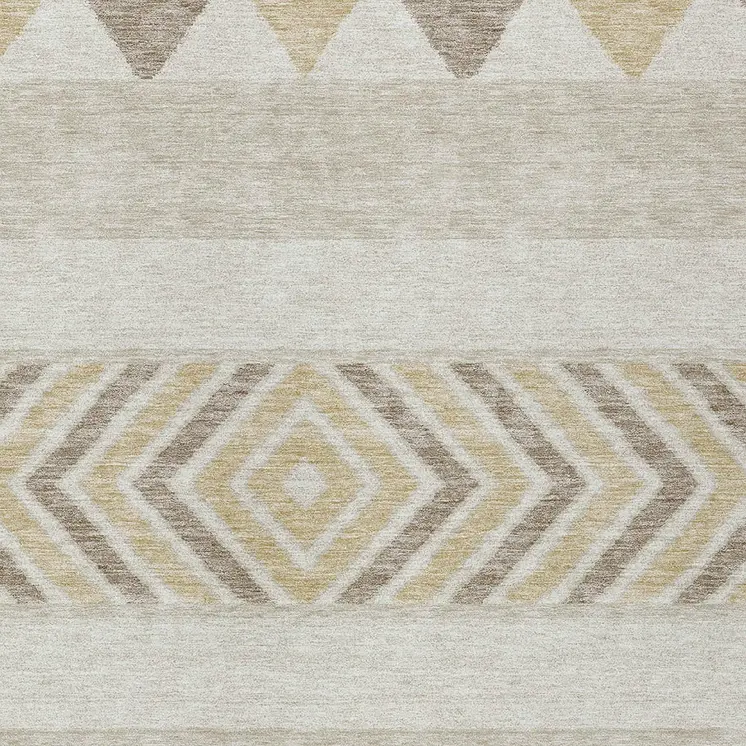 5' X 8' Beige Ivory And Taupe Southwestern Washable Indoor Outdoor Area Rug