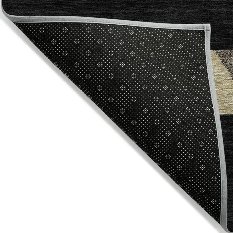 10' X 14' Black Ivory And Wheat Southwestern Washable Indoor Outdoor Area Rug