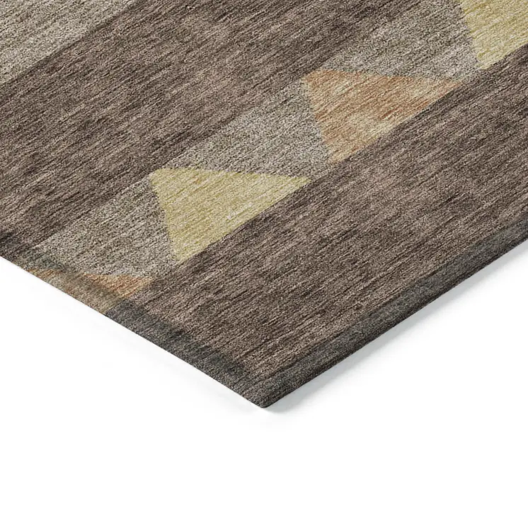 10' X 14' Brown Wheat And Copper Southwestern Washable Indoor Outdoor Area Rug