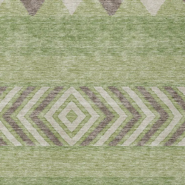 5' X 8' Green Taupe And Ivory Southwestern Washable Indoor Outdoor Area Rug