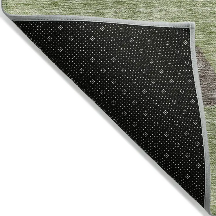 10' X 14' Green Taupe And Ivory Southwestern Washable Indoor Outdoor Area Rug