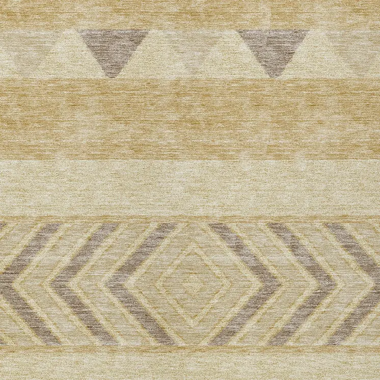 3' X 5' Gold Taupe And Beige Southwestern Washable Indoor Outdoor Area Rug