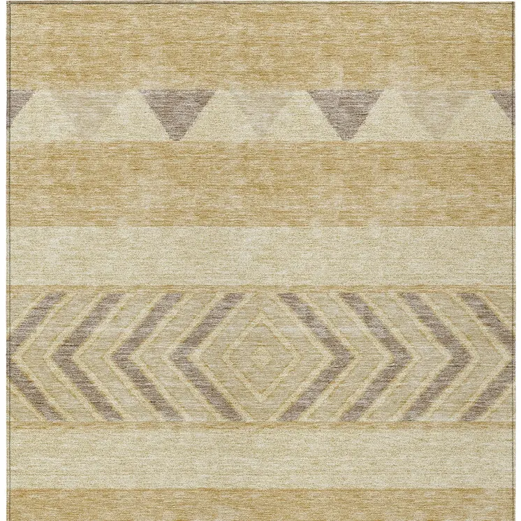 5' X 8' Gold Taupe And Beige Southwestern Washable Indoor Outdoor Area Rug