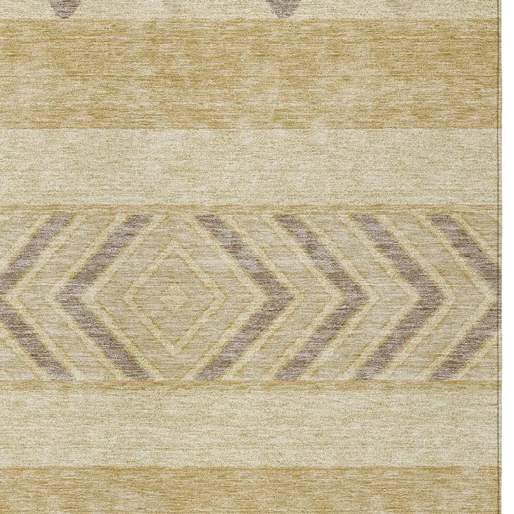 5' X 8' Gold Taupe And Beige Southwestern Washable Indoor Outdoor Area Rug