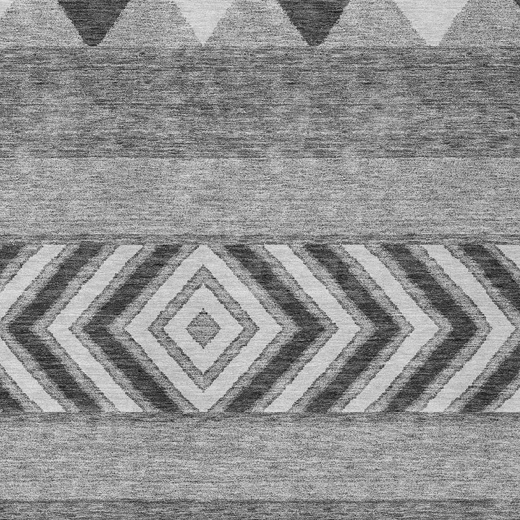 3' X 5' Gray Charcoal And Silver Southwestern Washable Indoor Outdoor Area Rug