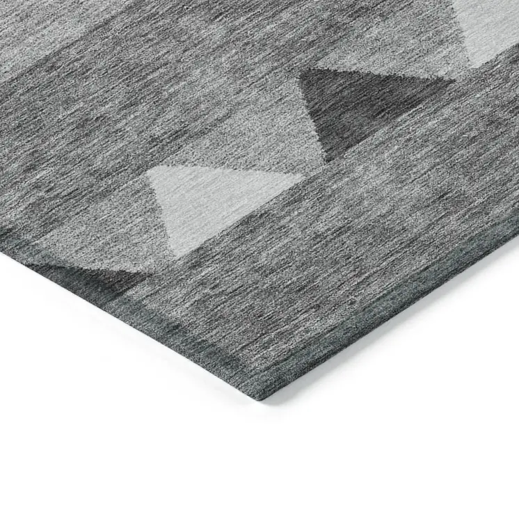8' Gray Charcoal And Silver Round Southwestern Washable Indoor Outdoor Area Rug